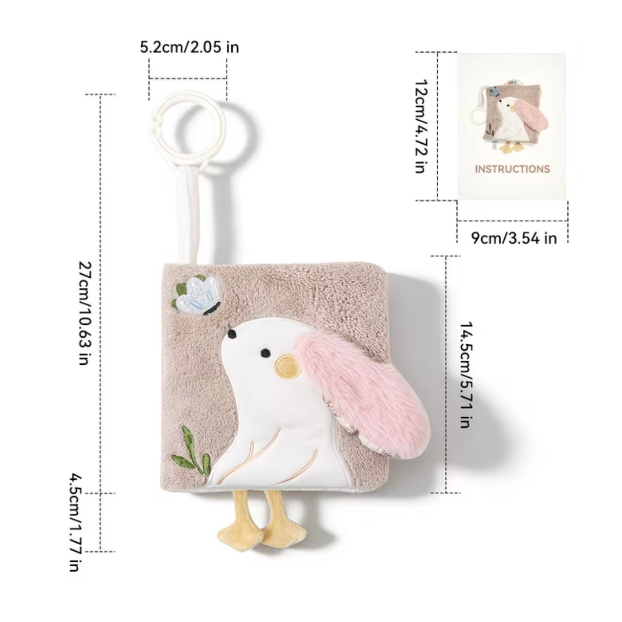 Soft Baby Crinkle Cloth Book Toy – Sensory Activity Toy -Bunny
