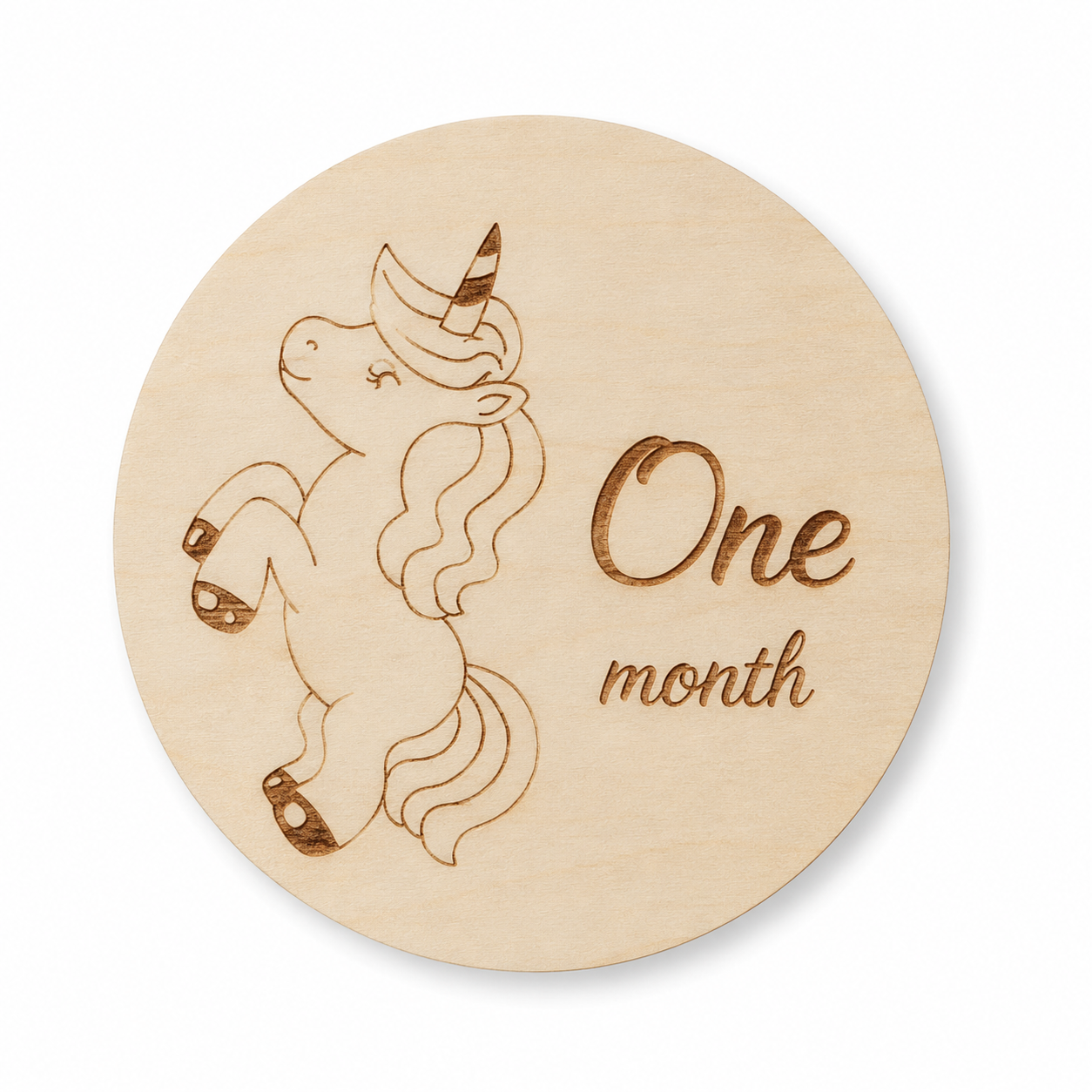 Wooden Baby Milestone Discs – Unicorn Monthly Milestone Cards, Newborn to 1 Year