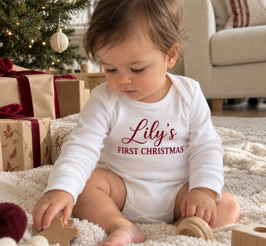Personalised Baby's First Christmas Romper – Custom Name