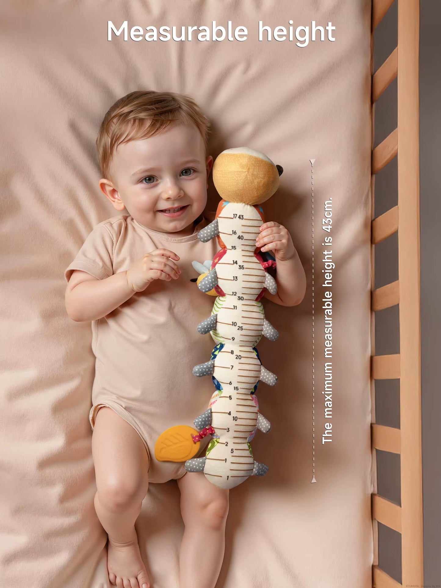 Baby Caterpillar Sensory Plush Toy with Teether & Rattle | Montessori Infant Development Toy