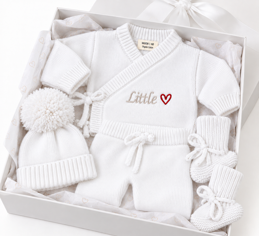 Little Love Organic Cotton Newborn Gift Set – White