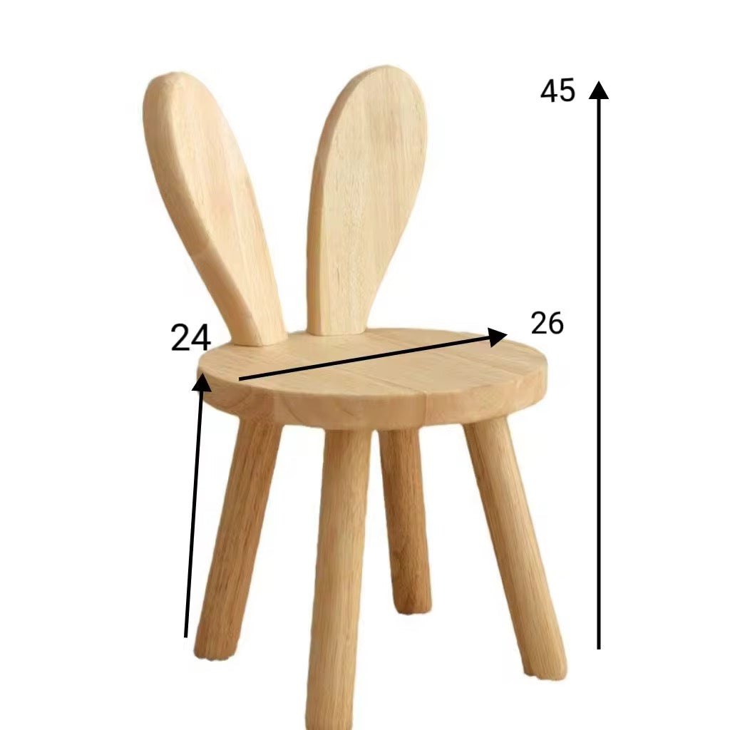 Wooden Bunny Kids Chair – Natural Wooden Toddler Stool