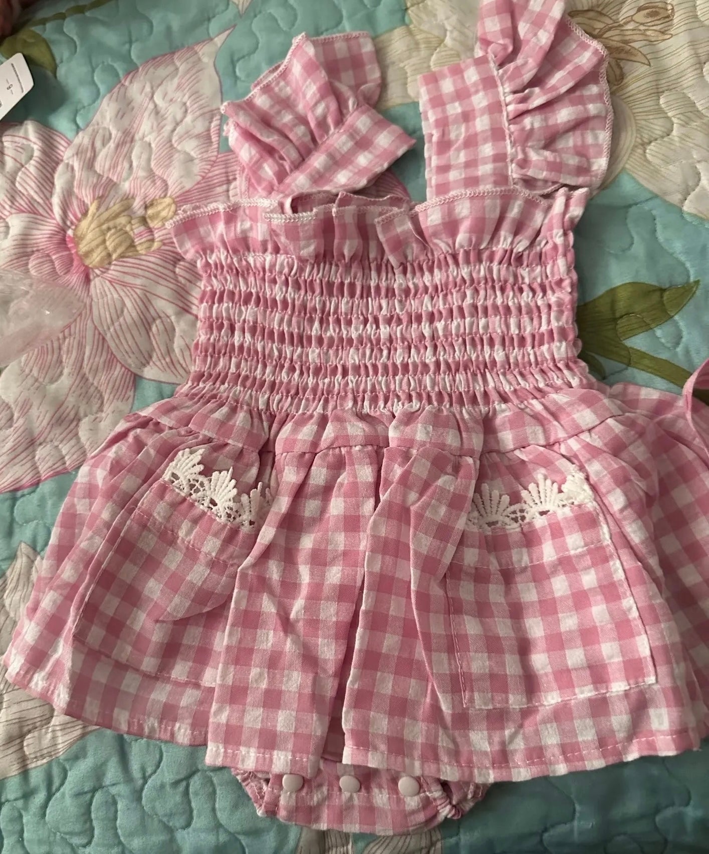 Gingham sales romper baby