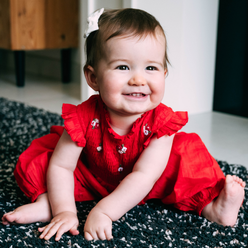 Sienna Shirred Plain Embroidered Jumpsuit-Red – Maxims Baby Store