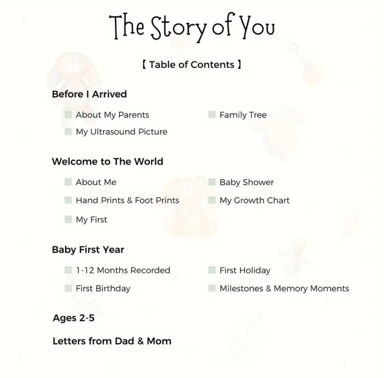 Woodland Baby Memory Book – Neutral Hardcover Keepsake Journal (23x23cm)