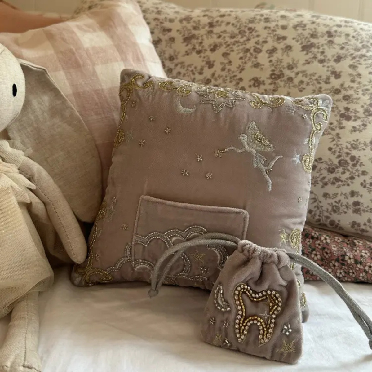 Tooth Fairy Pillow with Tooth Pouch – Fairy Keepsake for Kids