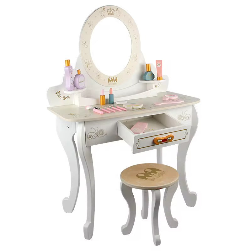 Kids Wooden Vanity Pretend
Play Toy Set With Mirror-White