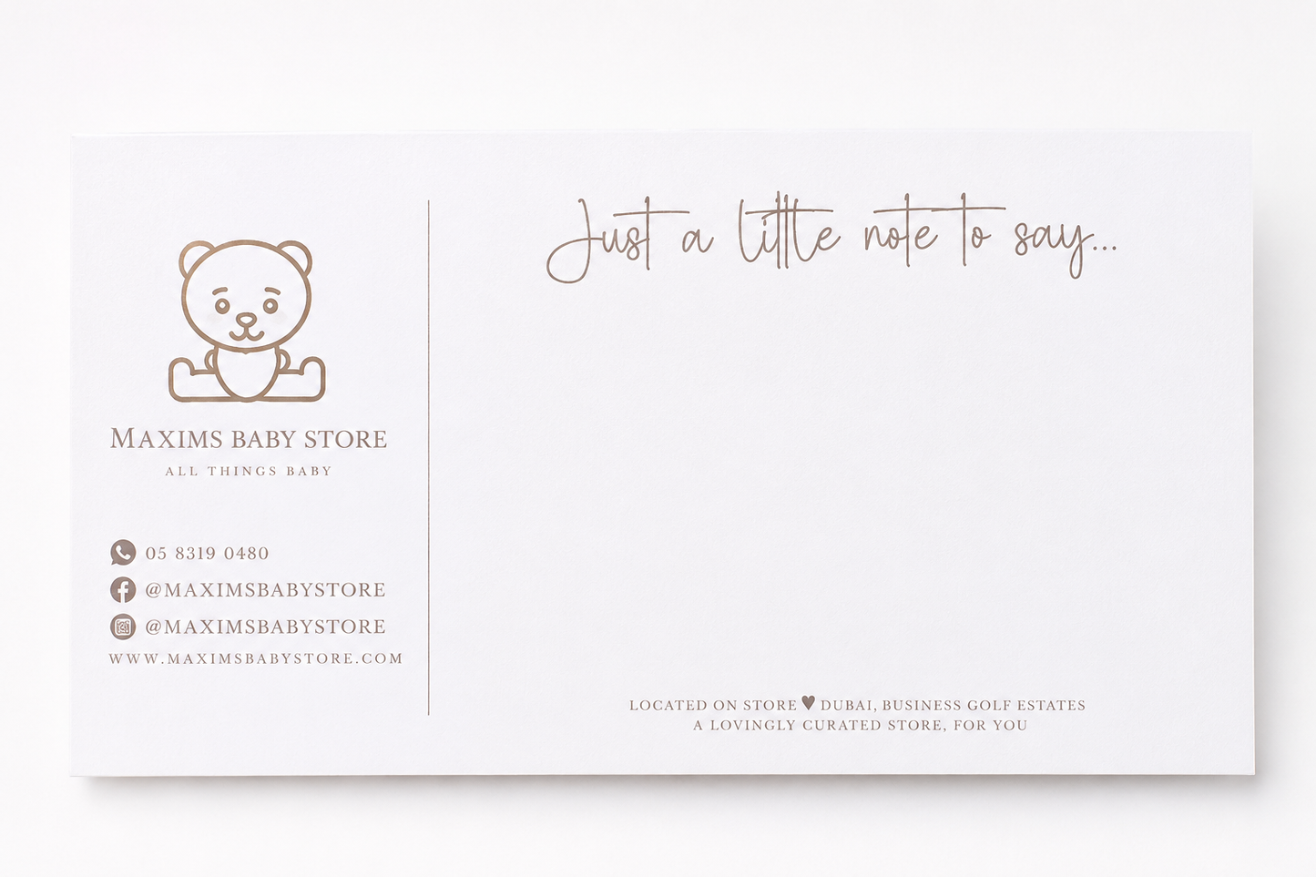 Complimentary Handwritten Note Card