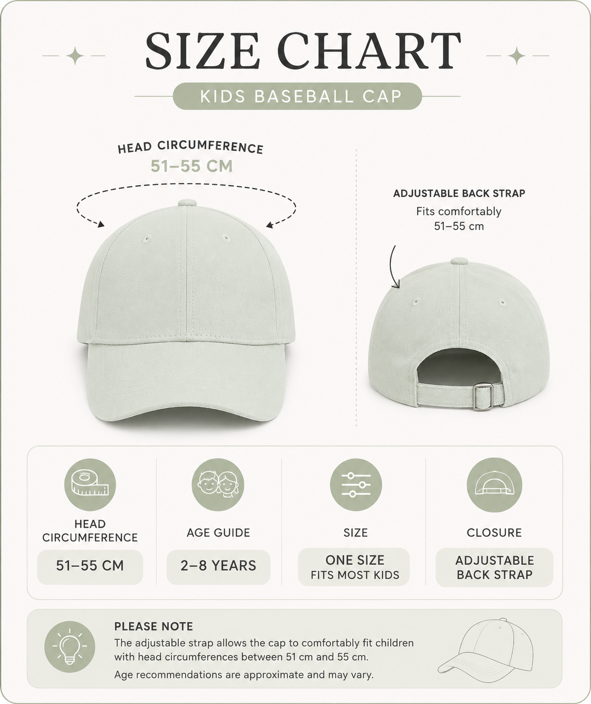 Kids 100% Cotton Embroidered Baseball Cap | Girlhood & Boyhood