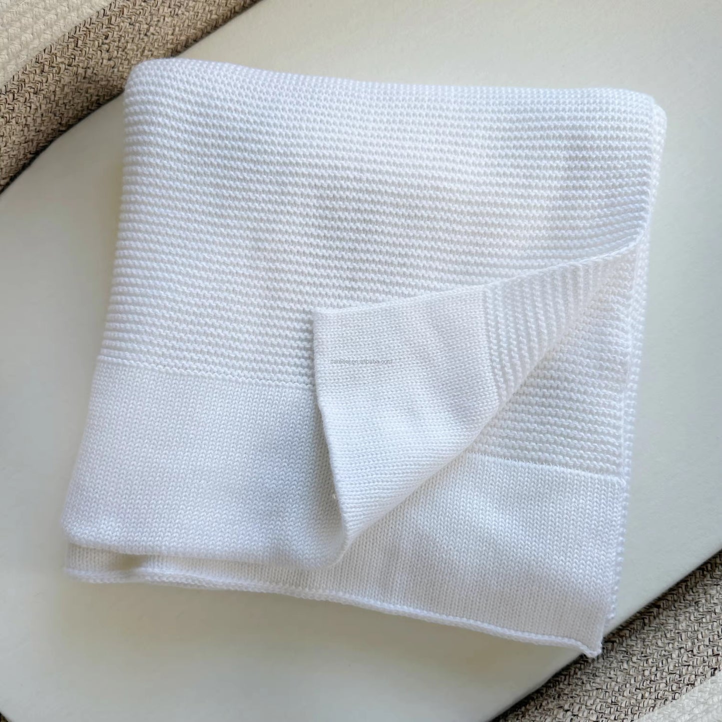 Personalised Organic Cotton Knit Baby Blanket – Pure White