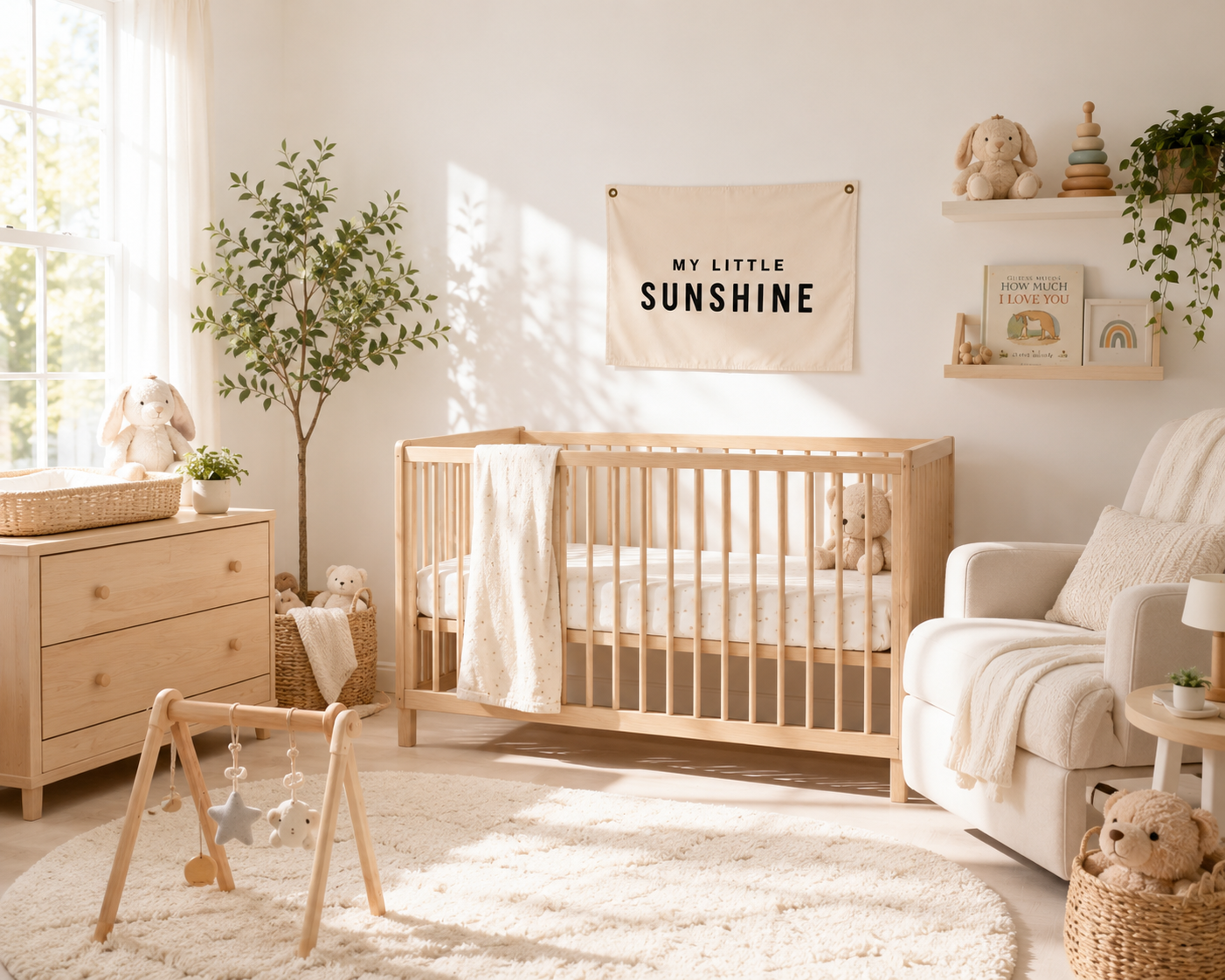 Scandinavian style kids room banner in beige tones