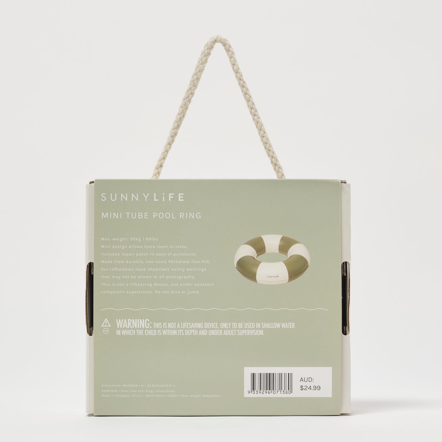 Mini Tube Pool Ring - Olive Stripe