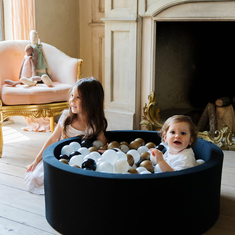 XL Black Ball Pit - Gold/Grey/White Balls - Black
