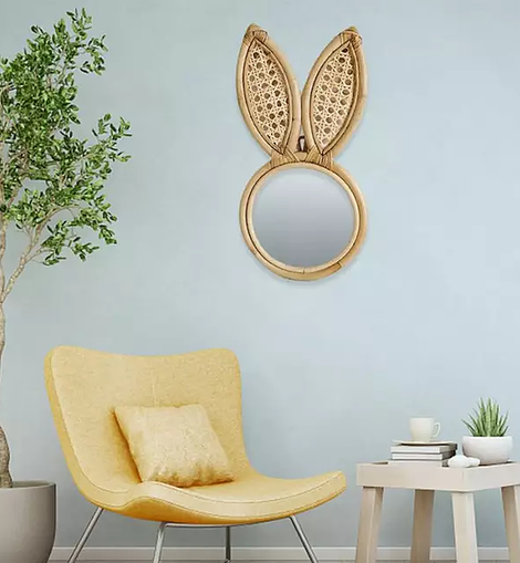 RABBIT RATTAN REFLECTIVE MIRROR DECOR - Maxims Baby Store