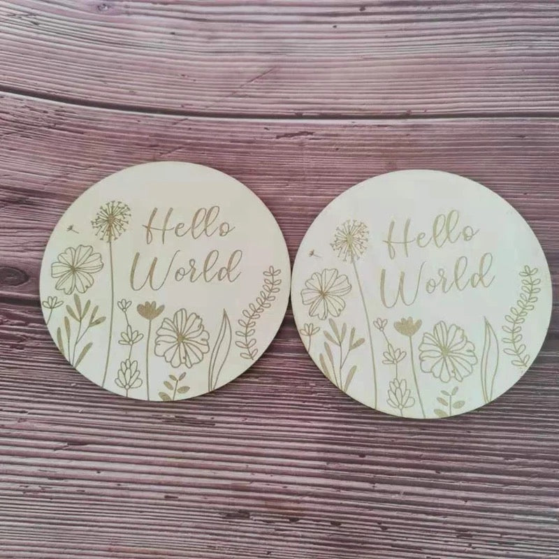 hello world wood discs (10cm