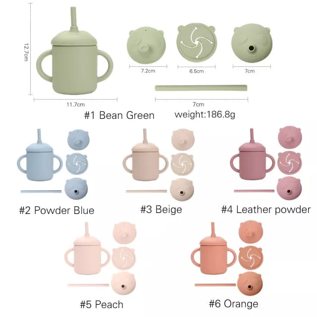 Panda three-use sippy cup(silicon