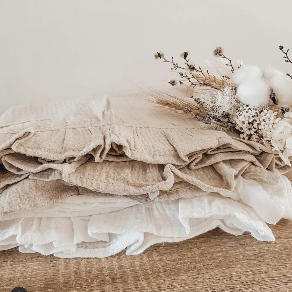 Large Organic Ruffled swaddle blanket