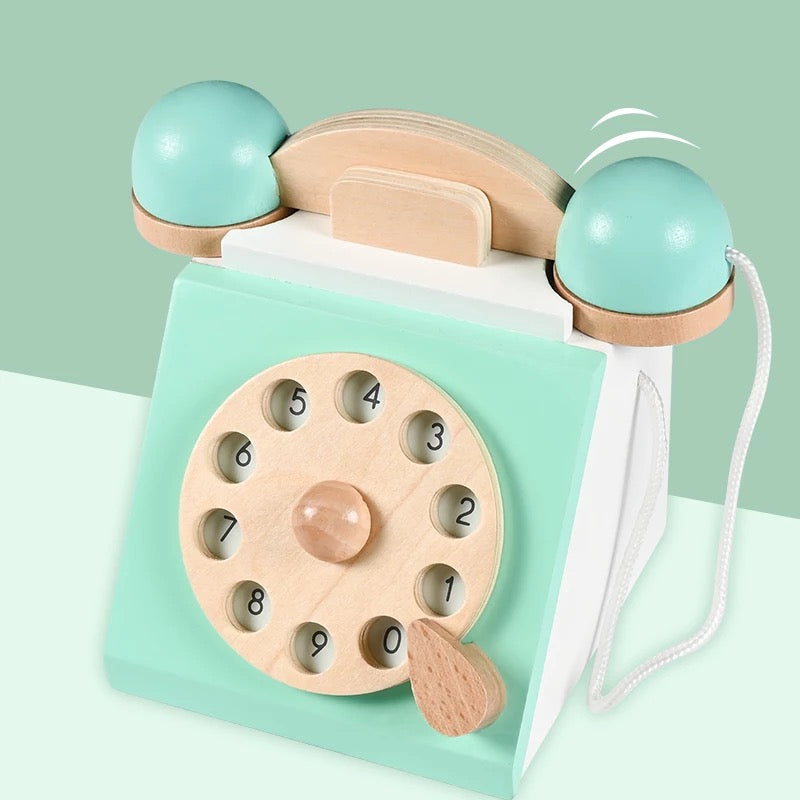 Wooden Retro Simulation Telephone