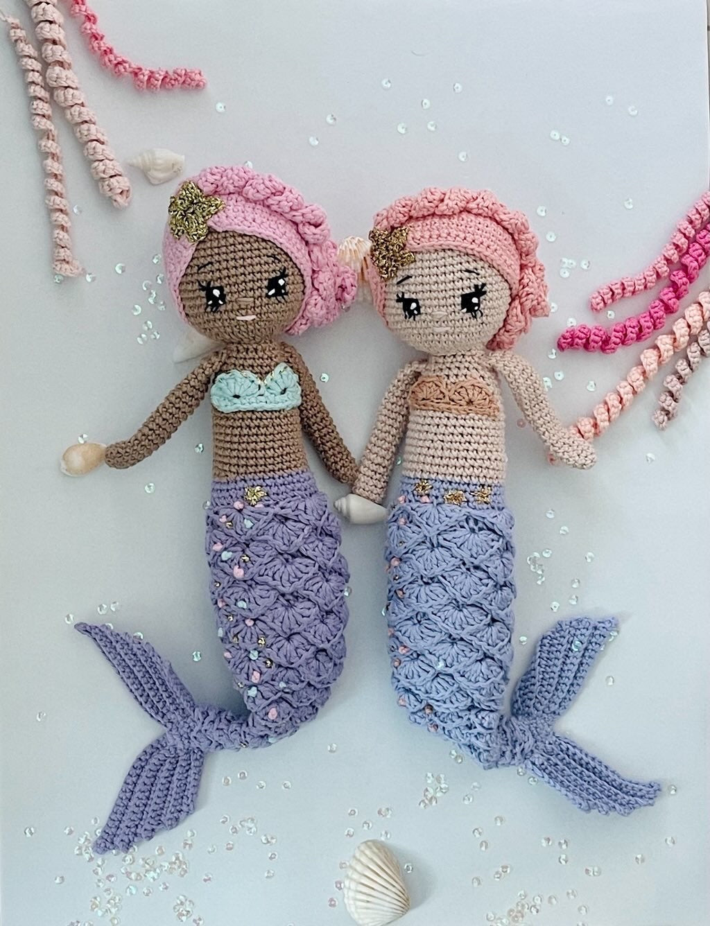 Hand knitted mermaid