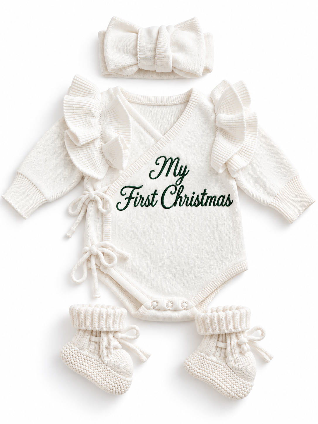 My First Christmas Baby Knitted Outfit Set – 3 Piece