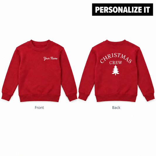 Kids Personalised Christmas Crew Sweatshirt – Dark Red