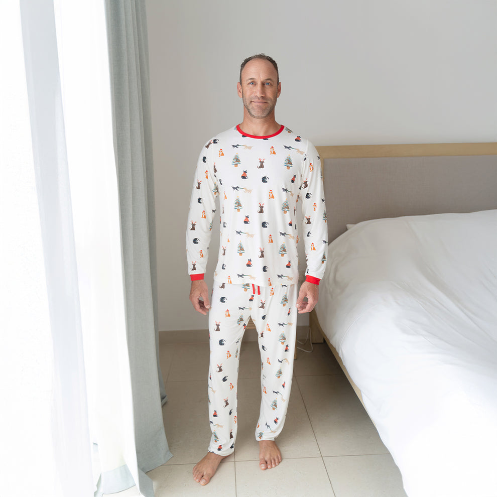 Adult Bamboo Pajamas in Santa Paws (Unisex)