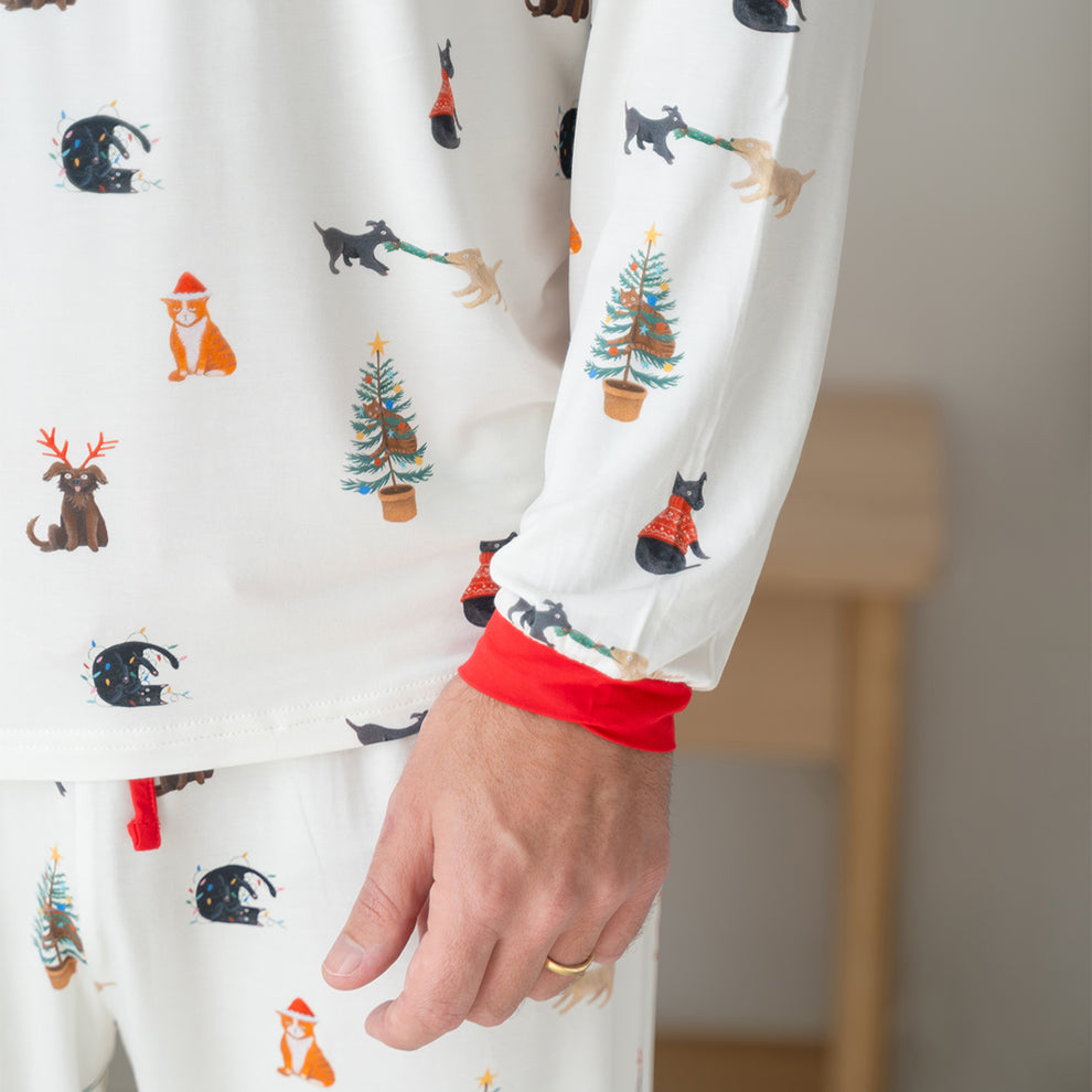 Adult Bamboo Pajamas in Santa Paws (Unisex)
