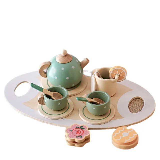 Natural wooden tea set shop