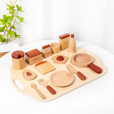 Natural Wooden Kitchen Pretend Toy-Brunch Set