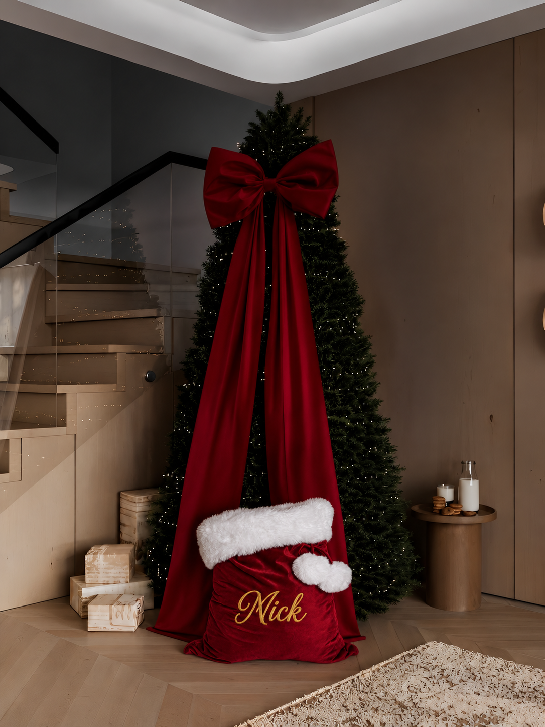 Personalised Velvet Christmas Santa Sack – Custom Embroidered Name