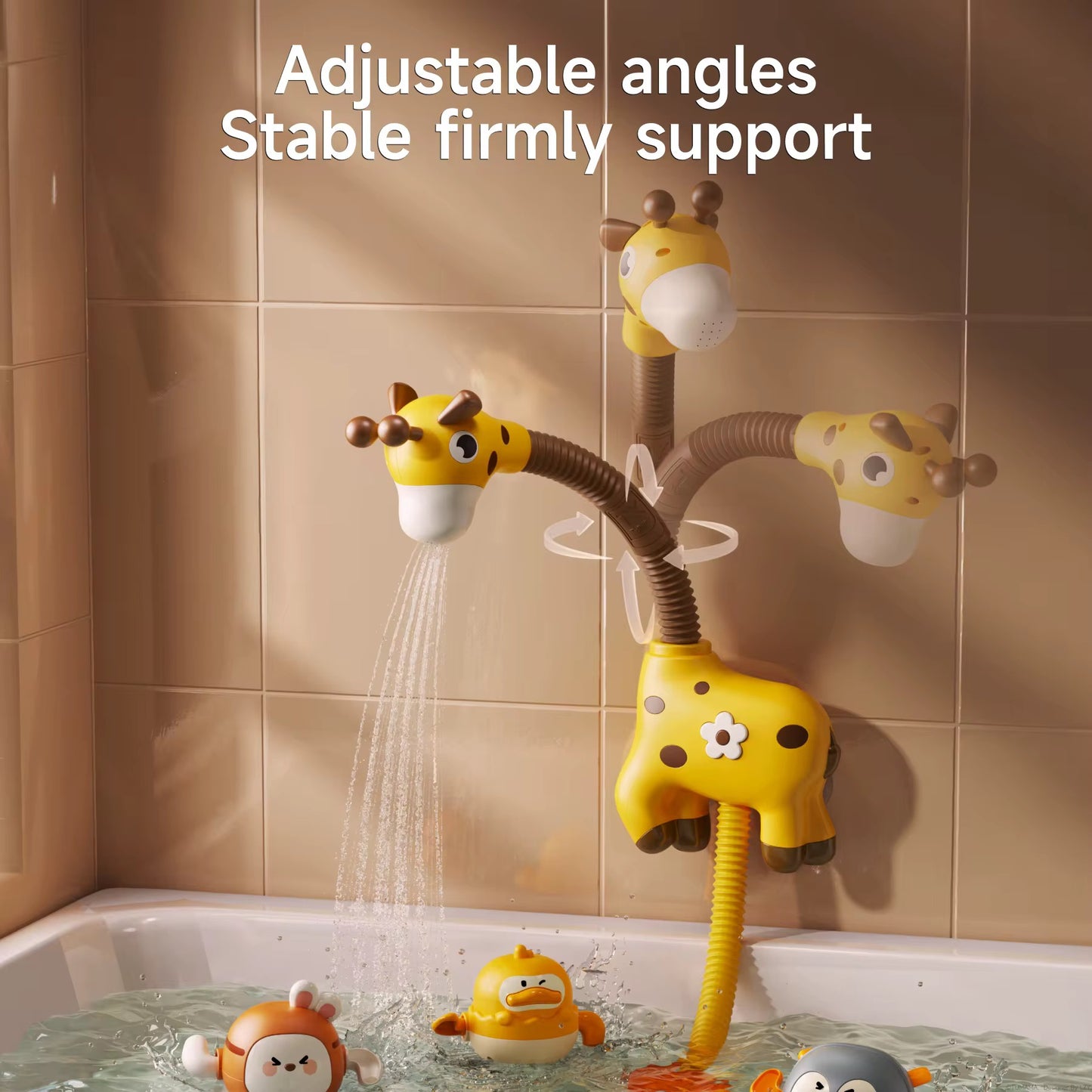 Baby Bath Shower Toy Set with Giraffe Spray Shower & Floating Wind-Up Animals