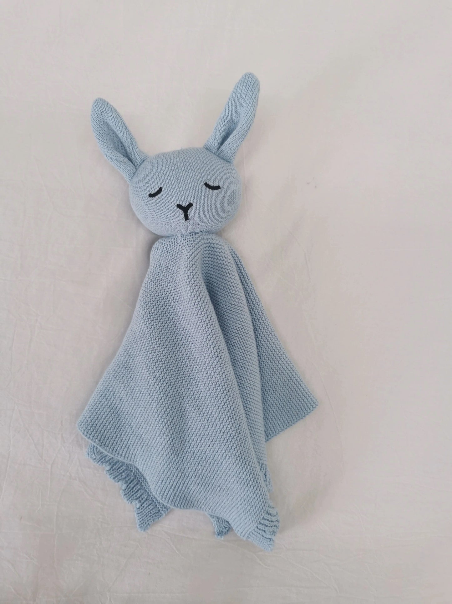 Scalloped Knitted Bunny Comforter Lovey Blanket
