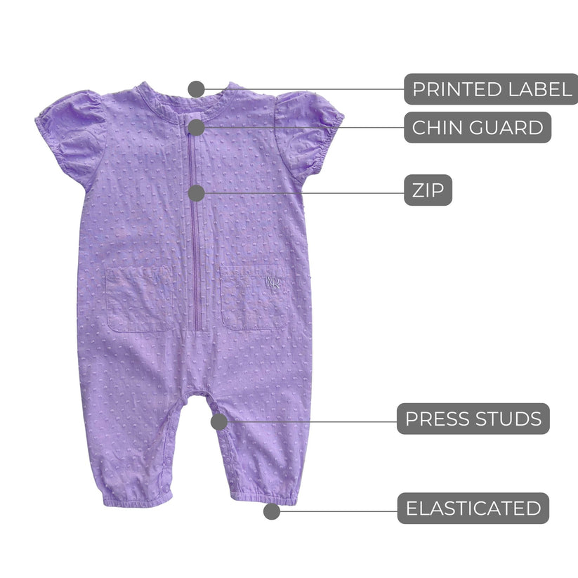 Juliette Dobby Spot Jumpsuit-Lilac