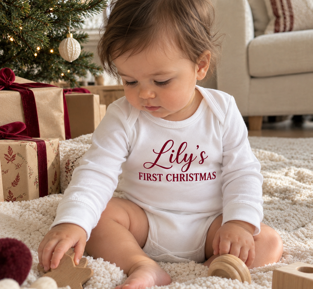 Personalised Baby's First Christmas Romper – Custom Name
