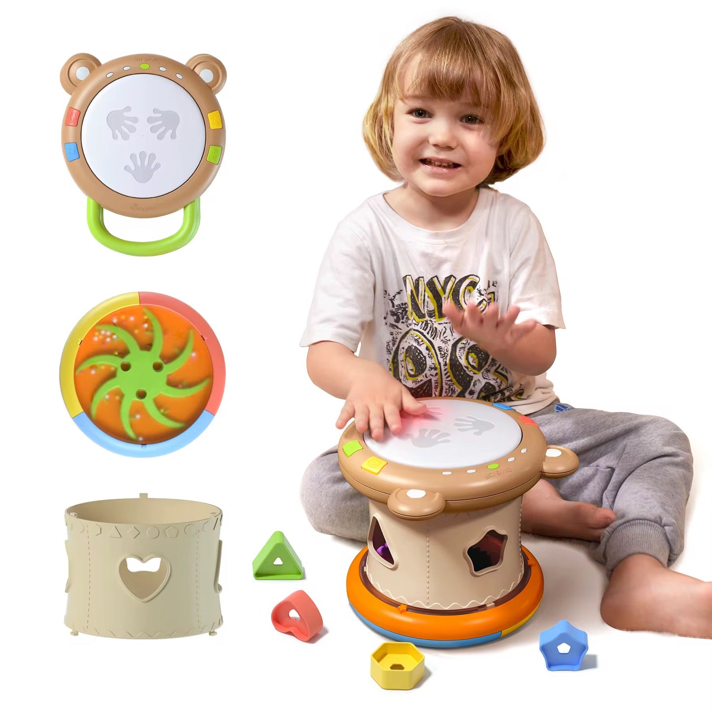 Montessori Baby Musical Drum Toy with Lights & Songs | Interactive Educational Toddler Toy