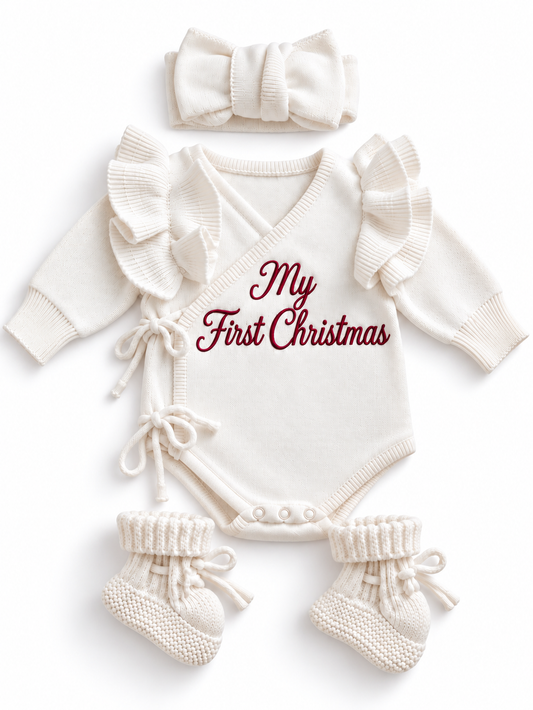 My First Christmas Baby Knitted Outfit Set – 3 Piece