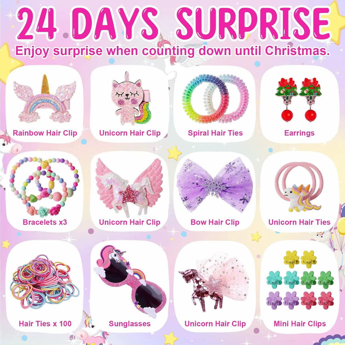 Kids Advent Calendar – 24 Days of Unicorn Jewellery & Accessories