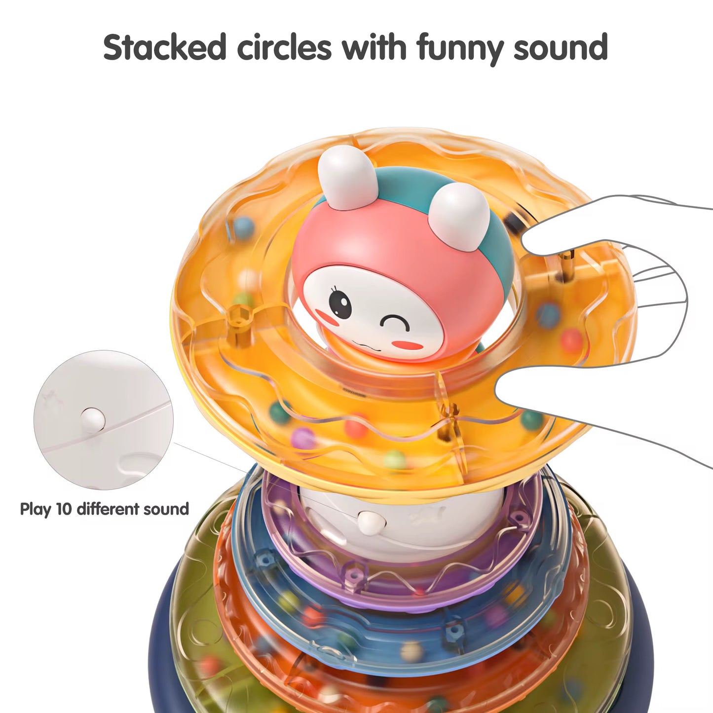 Montessori Musical Stacking Rings Toy for Babies – Light Up Sensory Tumbling Toy