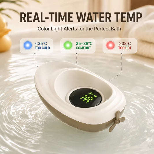 MAXIM Digital Baby Bath Water Thermometer – Floating Temperature Monitor with Colour Alerts | Cream