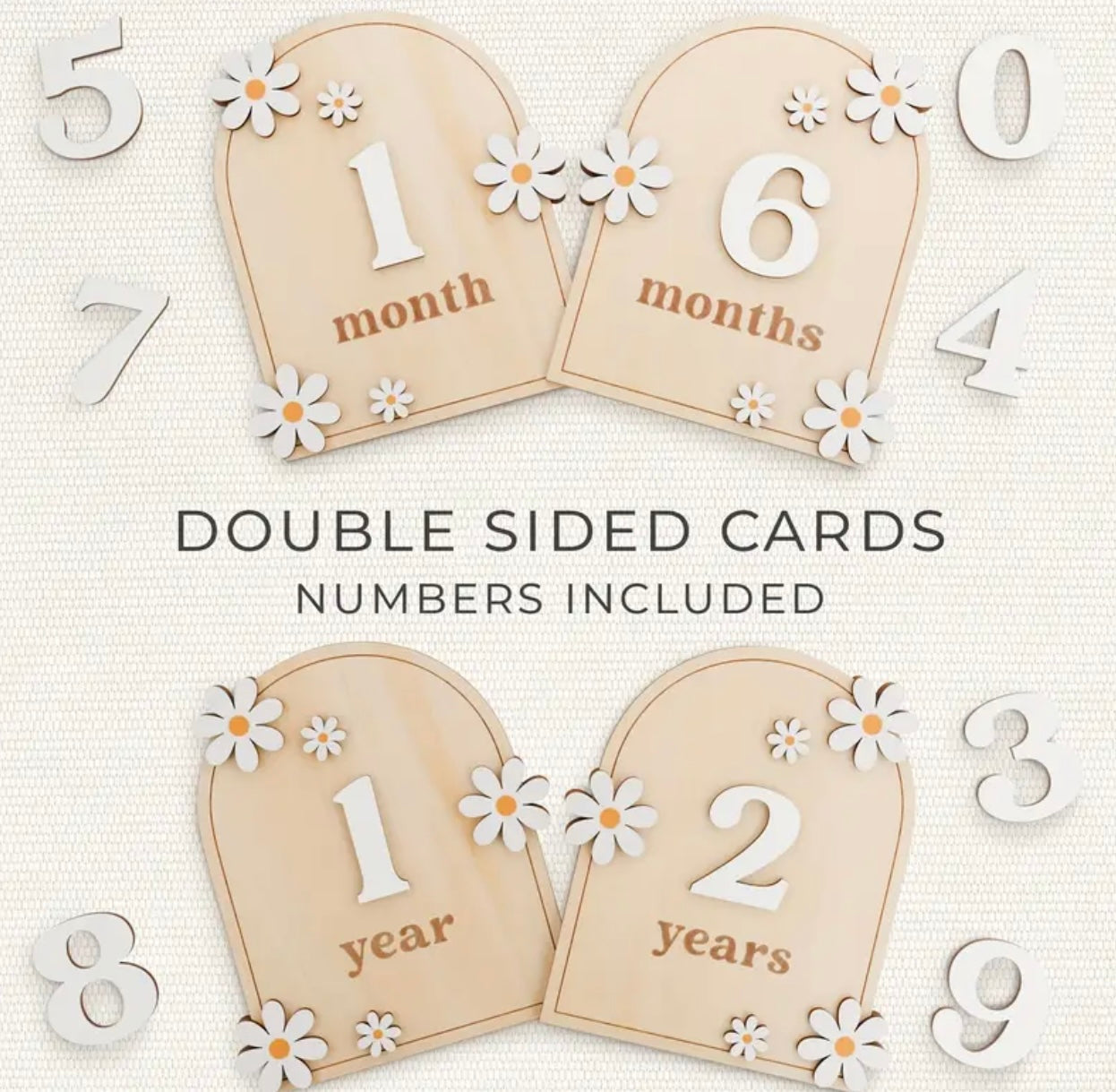 Wooden Baby Monthly Milestone Discs with Daisies – Floral Age Markers for Photos