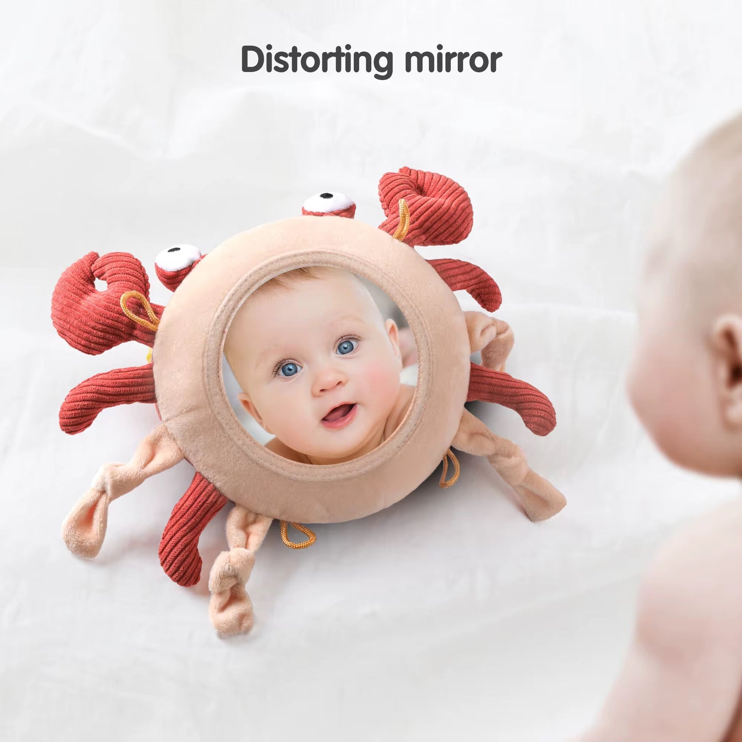 Montessori Crab Baby Crib Mobile Toy with Hanging Sea Animals & Sensory Mirror