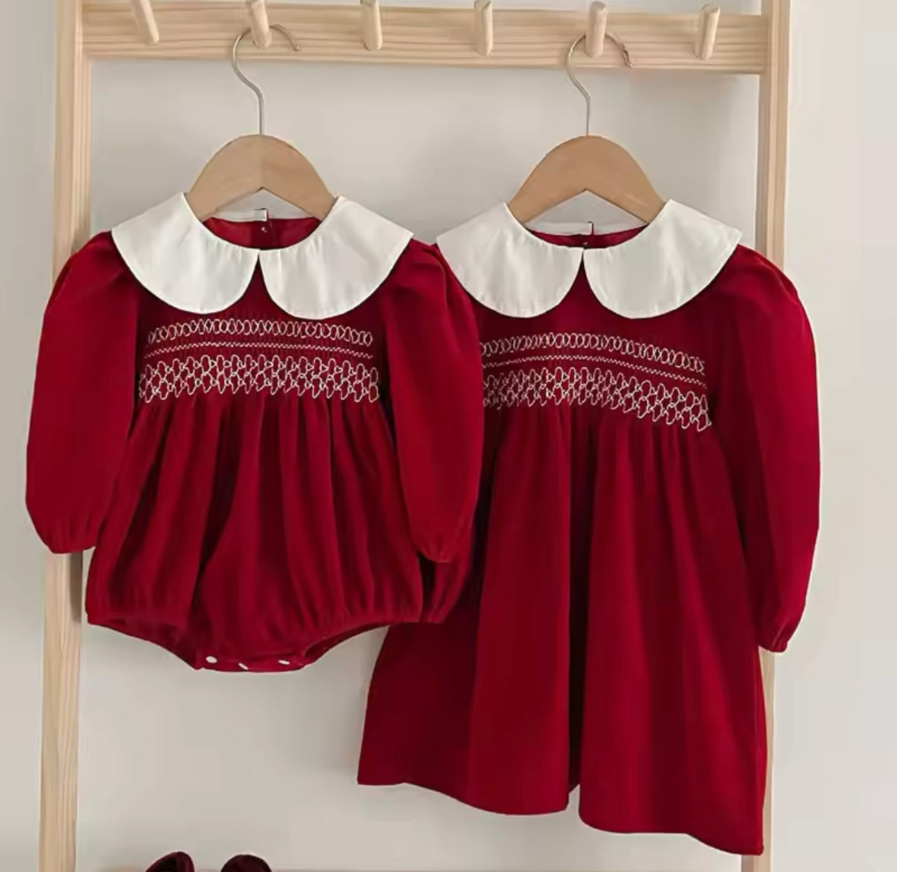 Christmas Velvet smock Dress/Romper