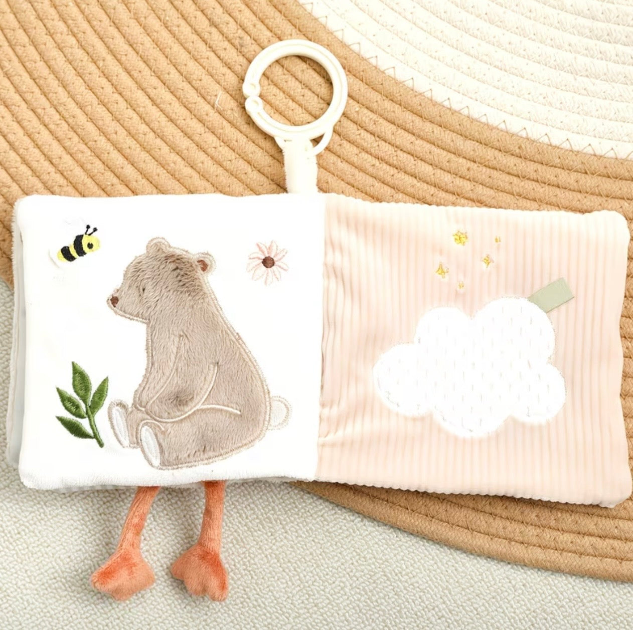 Soft Baby Crinkle Cloth Book Toy – Sensory Activity Toy -Bear