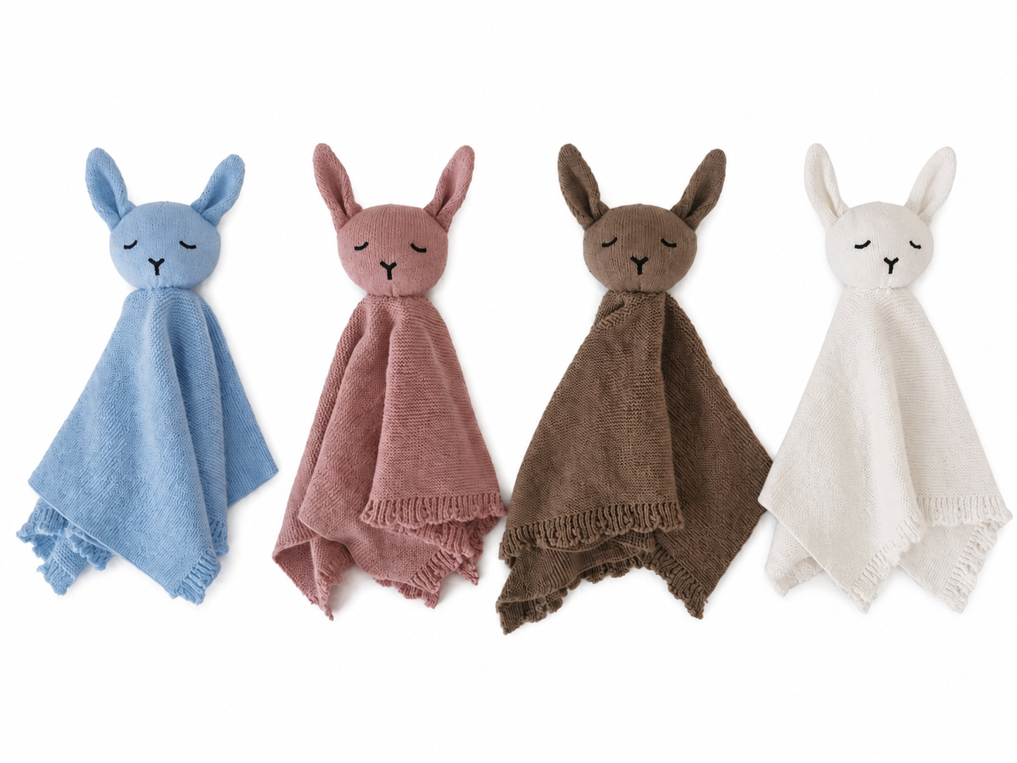 Scalloped Knitted Bunny Comforter Lovey Blanket