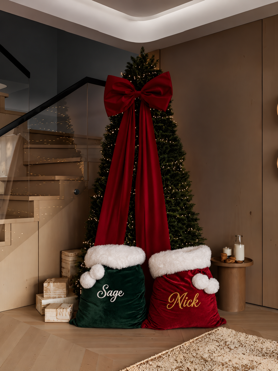Personalised Velvet Christmas Santa Sack – Custom Embroidered Name