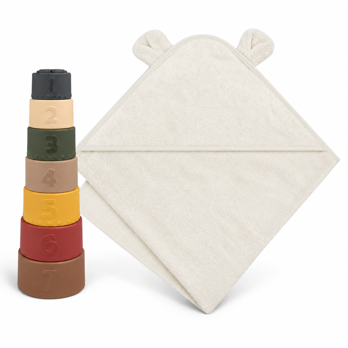 Personalised Baby Gift Box – Hooded Towel & Stacking Cups