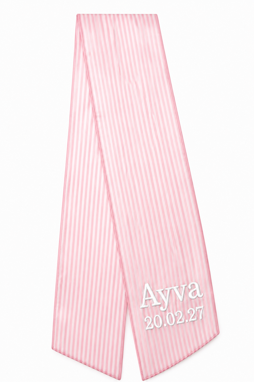 Personalised Baby Name Sash – Pink Stripe | Custom Newborn Gift Ribbon