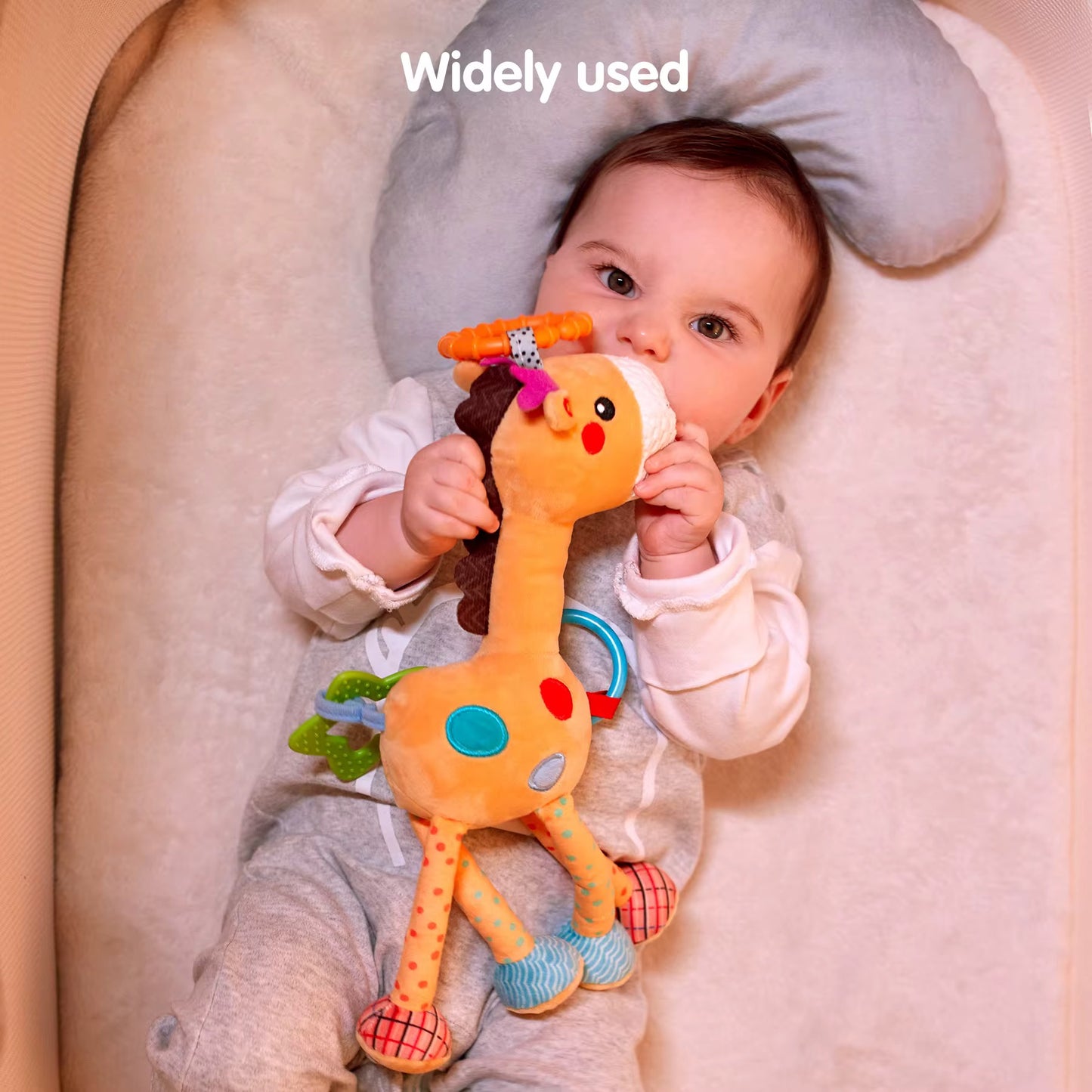 Baby Giraffe Hanging Rattle Toy for Stroller & Car Seat | Sensory Plush Teether Toy