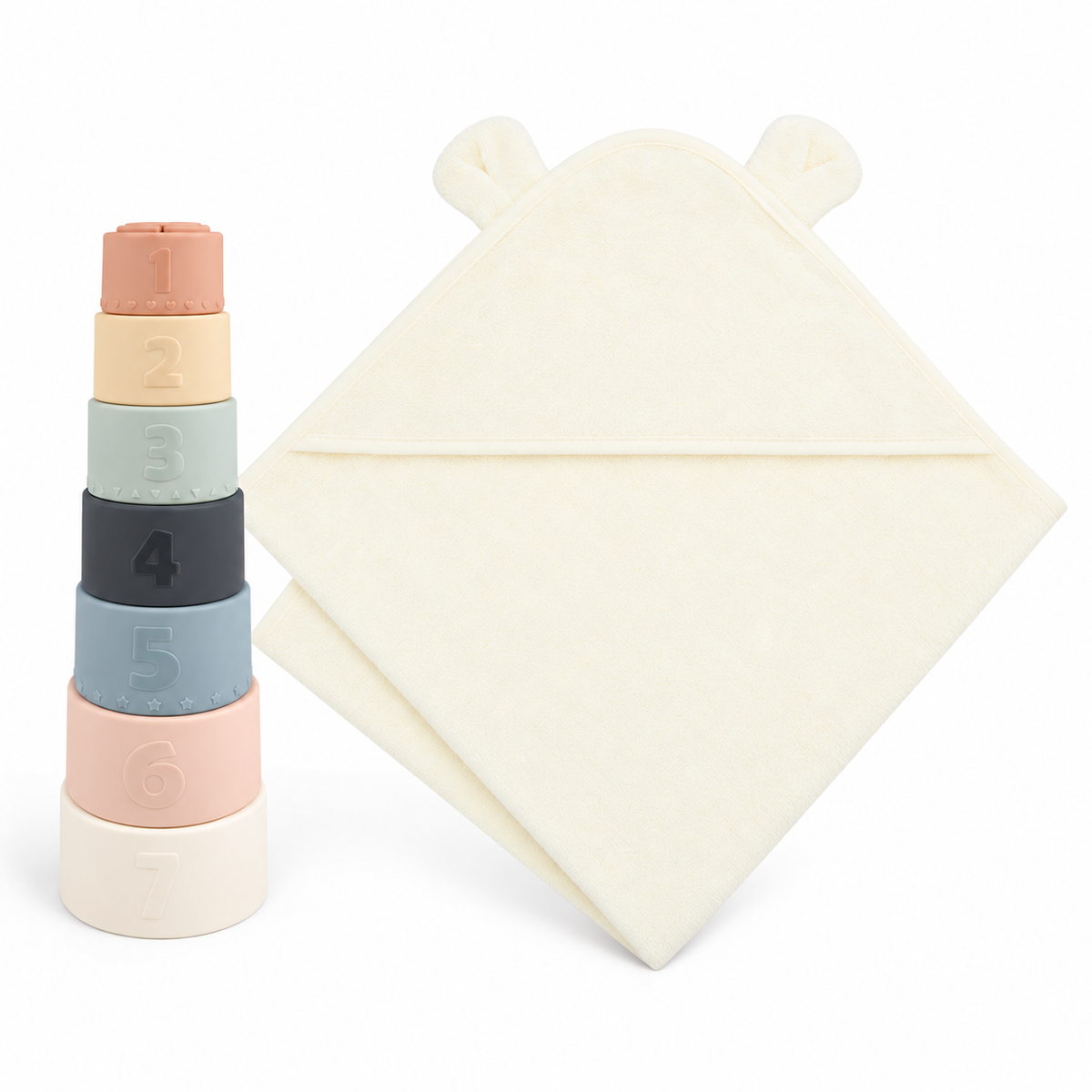 Personalised Baby Gift Box – Hooded Towel & Stacking Cups