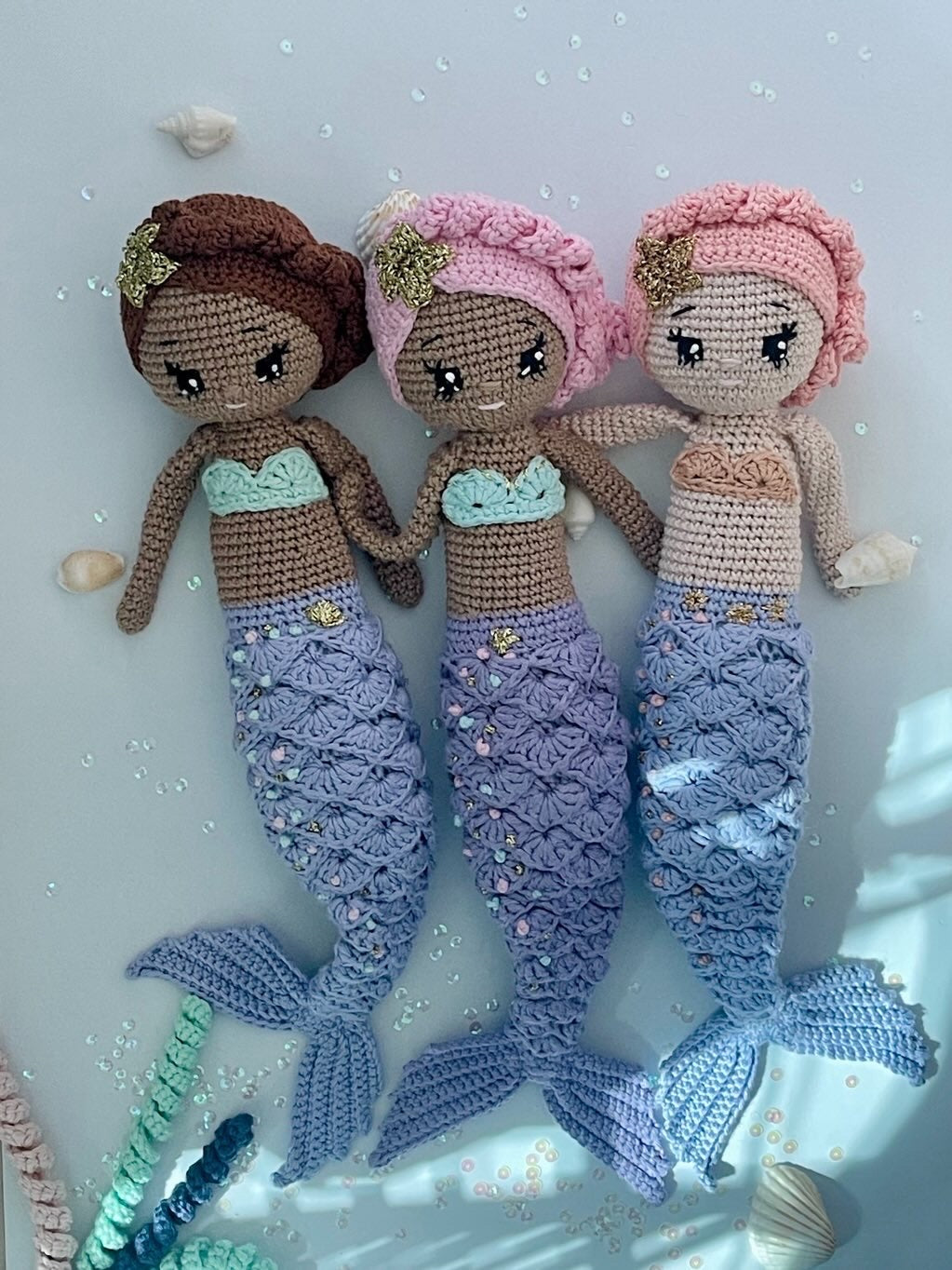 Hand knitted mermaid